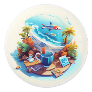 Bouton De Porte En Céramique Vacances Plage