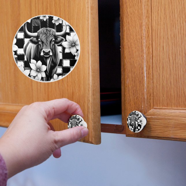 Bouton De Porte En Céramique Vache agricole (Créateur téléchargé)