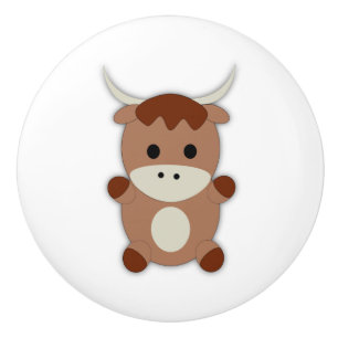Bouton De Porte En Céramique Vache Brown mignonne
