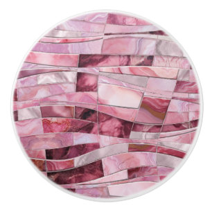 Bouton De Porte En Céramique Vagues en mosaïque - Marbre rose Abstrait