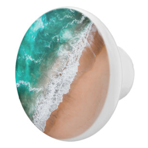 Bouton De Porte En Céramique Vagues sur la plage de sable