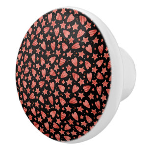 Bouton De Porte En Céramique Valentine Coeurs et étoiles