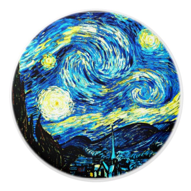 Bouton De Porte En Céramique Van Gogh - Nuit étoilée (Devant)