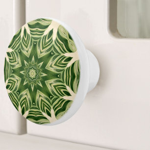 Bouton De Porte En Céramique verdure abstraite botanique palmier tropical feuil