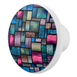 Bouton De Porte En Céramique Verre Trait Couleur Abstrait