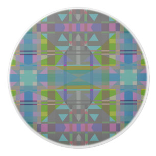 Bouton De Porte En Céramique Vert bleu violet géométrique