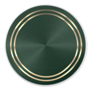 Bouton De Porte En Céramique Vert et Or