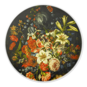 Bouton De Porte En Céramique Vie morte avec fleurs et fruits