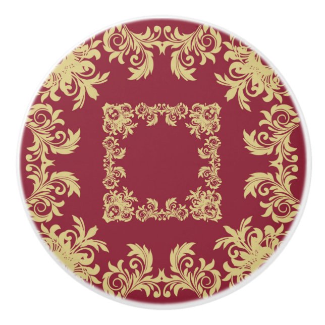 Bouton De Porte En Céramique Vin Carré d'or (Devant)