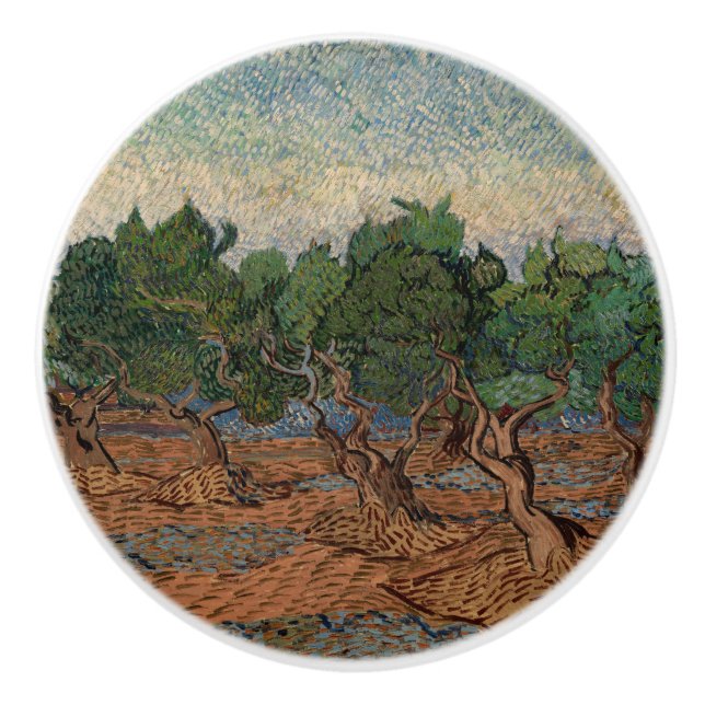 Bouton De Porte En Céramique Vincent van Gogh - Olive Grove (Devant)