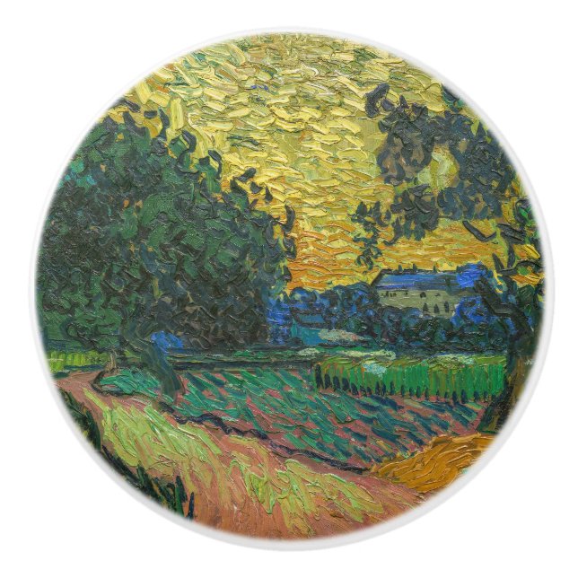 Bouton De Porte En Céramique Vincent van Gogh - Paysage à Twilight (Devant)