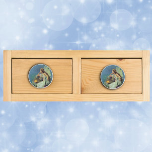 Bouton De Porte En Céramique Vintage Jolie Fée Fae Harp Candle Océan
