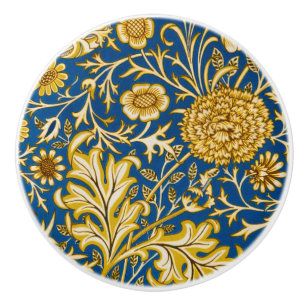 Bouton De Porte En Céramique Vintage William Morris Cherwell Bleu Art Floral