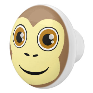 Bouton De Porte En Céramique Visage de singe