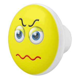 Bouton De Porte En Céramique Visage fâché Emoji