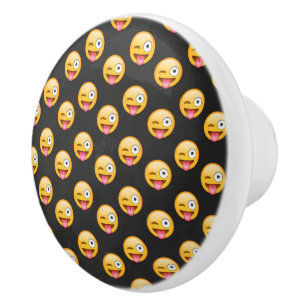 Bouton De Porte En Céramique Visage fou Emoji