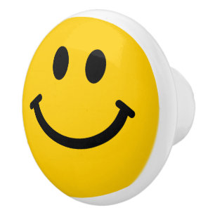 Bouton De Porte En Céramique Visage Jaune