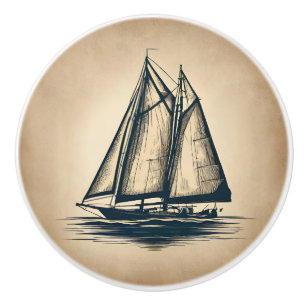 Bouton De Porte En Céramique Voilier vintage Voilier Maritime Nautique