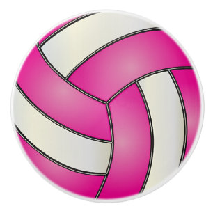 Bouton De Porte En Céramique Volley-ball 🏐 rose et blanc