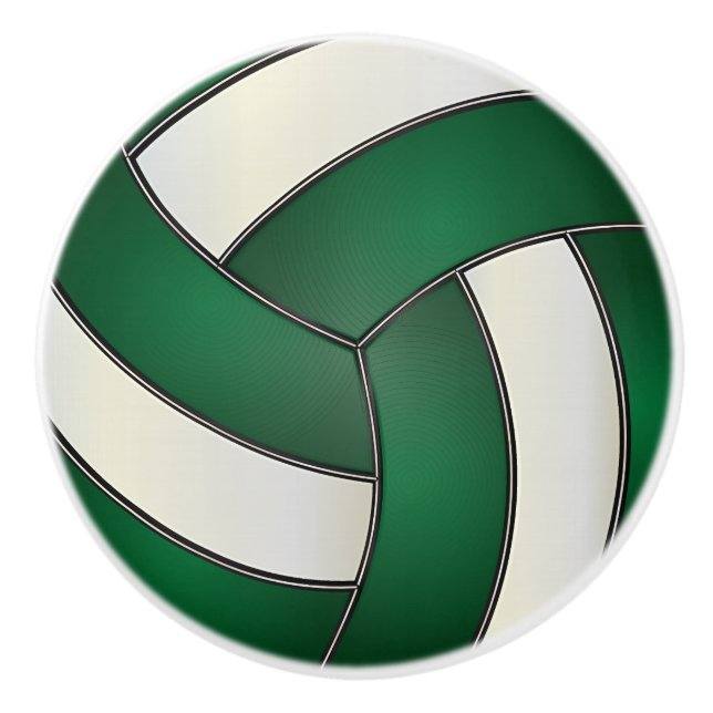 Bouton De Porte En Céramique Volley-ball vert foncé et blanc 🏐 (Devant)