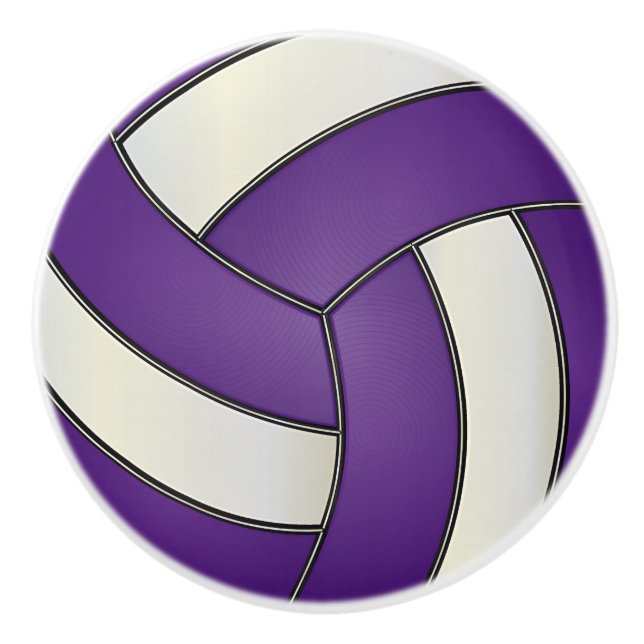 Bouton De Porte En Céramique Volley violet et blanc (Devant)