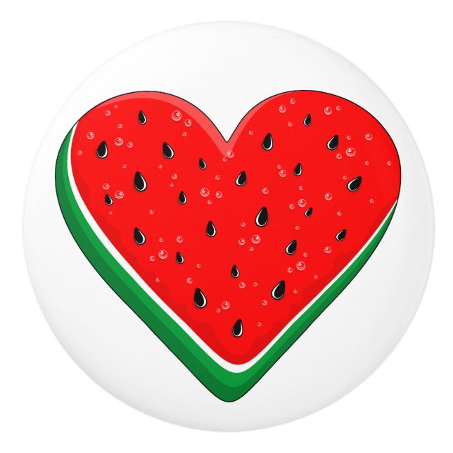 Bouton De Porte En Céramique Watermelon Heart Valentine's Day Free Palestine (Devant)