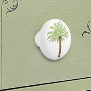 Bouton De Porte En Céramique Whimsical Palm Tree
