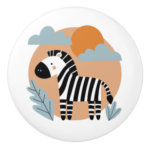 Bouton De Porte En Céramique Whimsical Zebra Scandinave Influencée