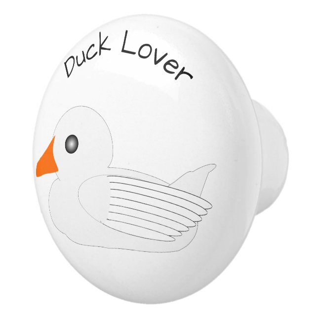 Bouton De Porte En Céramique White Duck Design Personalised (Droite)