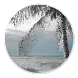 Bouton De Porte En Céramique White Palm Coconut Tree