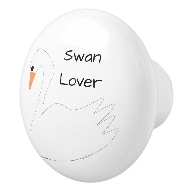 Bouton De Porte En Céramique White Swan Design Personalised (Droite)