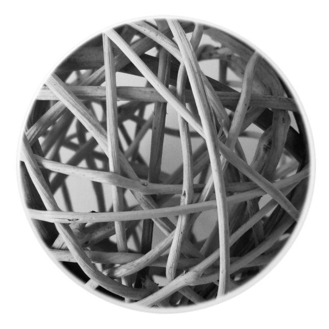 Bouton De Porte En Céramique Wicker Ball Rustic (Devant)