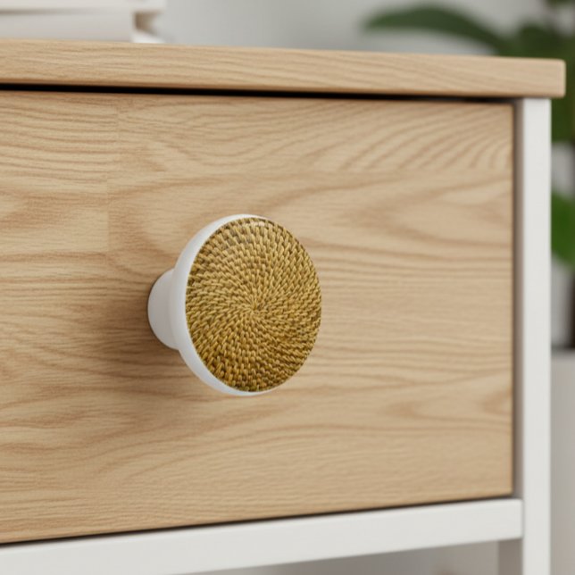 Bouton De Porte En Céramique Wicker Rattan Boho (Créateur téléchargé)