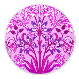 Bouton De Porte En Céramique William Morris Hyacinth Imprimer, Lavande et Viole