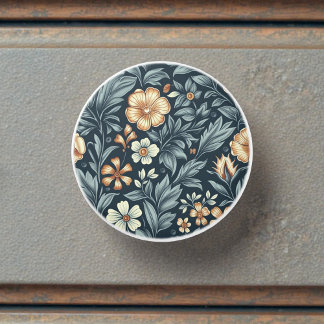 Bouton De Porte En Céramique William Morris Inspired Botanical Style Pattern