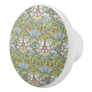 Bouton De Porte En Céramique William Morris Vintage Floral rose Myrtle vert