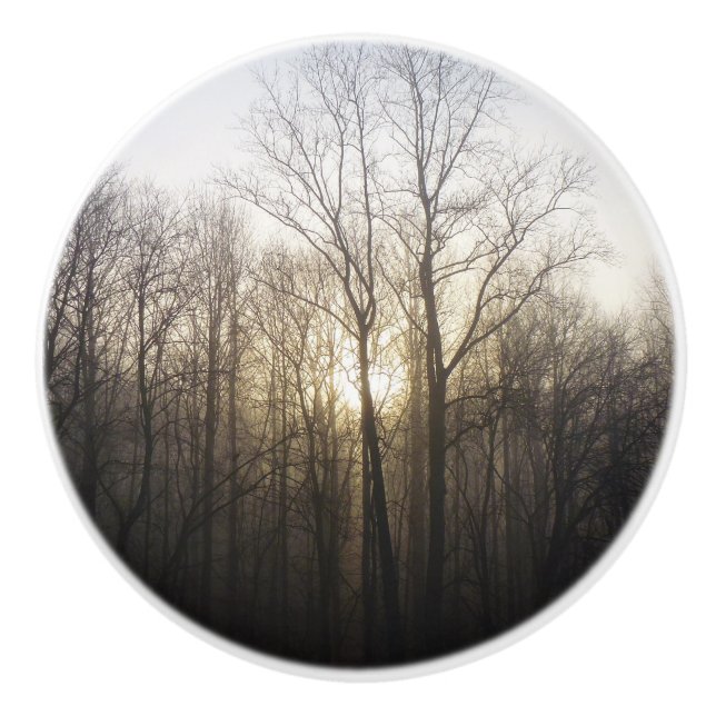 Bouton De Porte En Céramique Winter Fog Sunrise Nature Photographie (Devant)