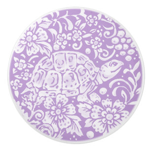 Bouton De Porte En Céramique Wisteria Tortue violette Forêt forestière Forêt fo
