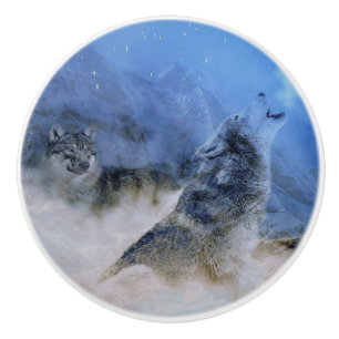 Bouton De Porte En Céramique Wolf Spirits