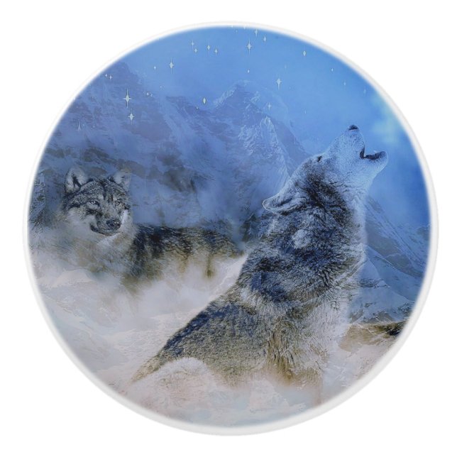 Bouton De Porte En Céramique Wolf Spirits (Devant)