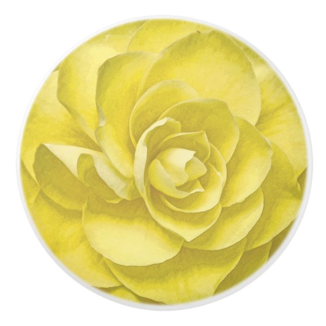 BOUTON DE PORTE EN CÉRAMIQUE YELLOW ROSE  (Devant)