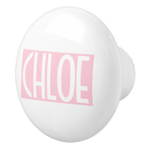 Bouton De Porte En Céramique Your   Bold White Text on Light Pink