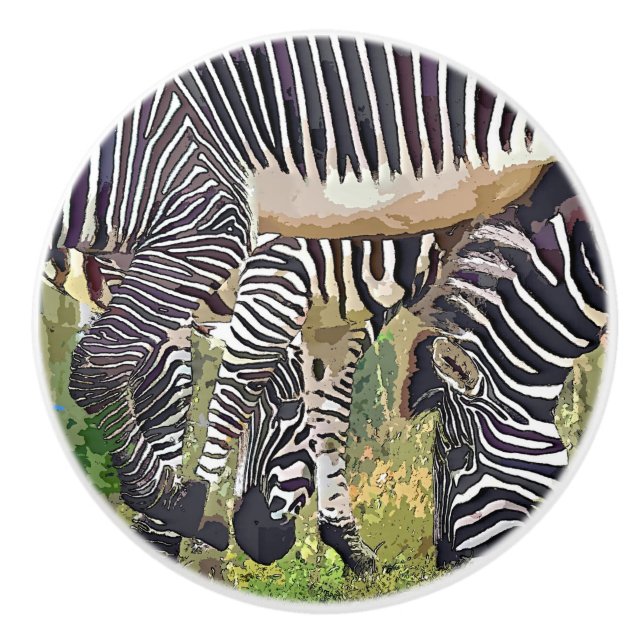 BOUTON DE PORTE EN CÉRAMIQUE ZEBRAS (Devant)