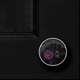 Bouton De Porte En Céramique Zodiac Magie   Plum violet foncé Roses de crâne go