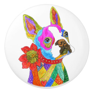 Bouton de porte mignon et coloré de Boston Terrier