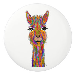 Bouton de porte mignon et coloré de lama - en
