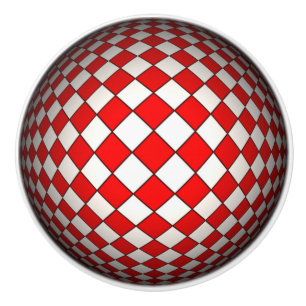 Bouton de porte rouge et blanc À damiers