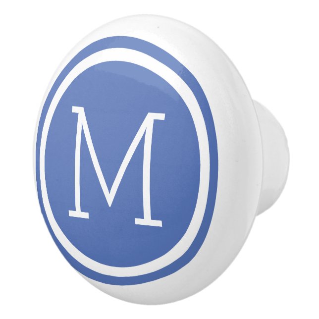 Bouton de tiroir personnalisé Monogramme bleu (Droite)