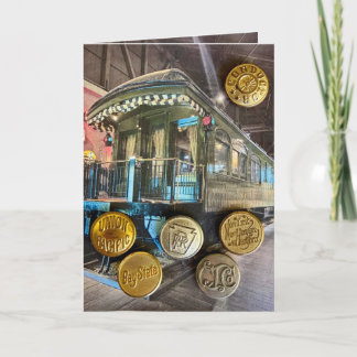 Bouton de train carte postale ferroviaire
