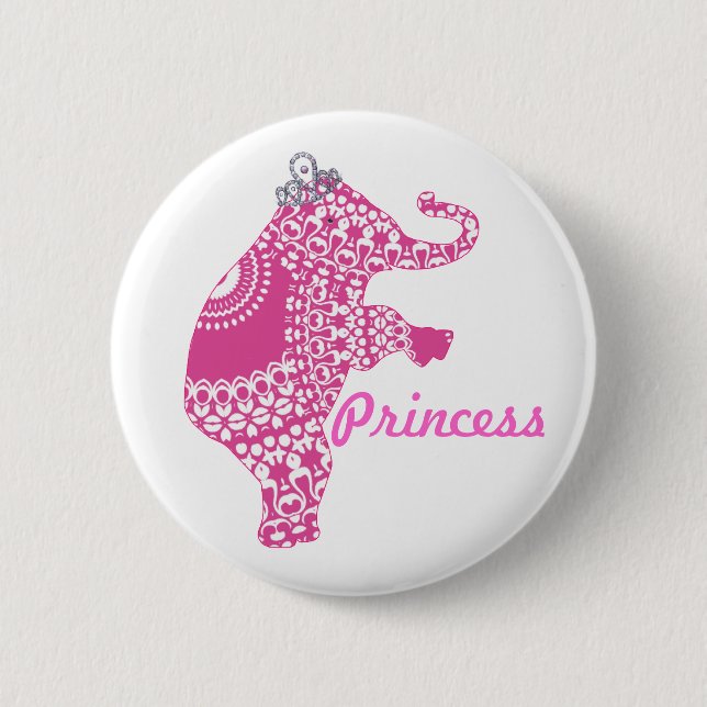 Bouton Eléphant Princesse Rose jolie Filles Badge (Devant)